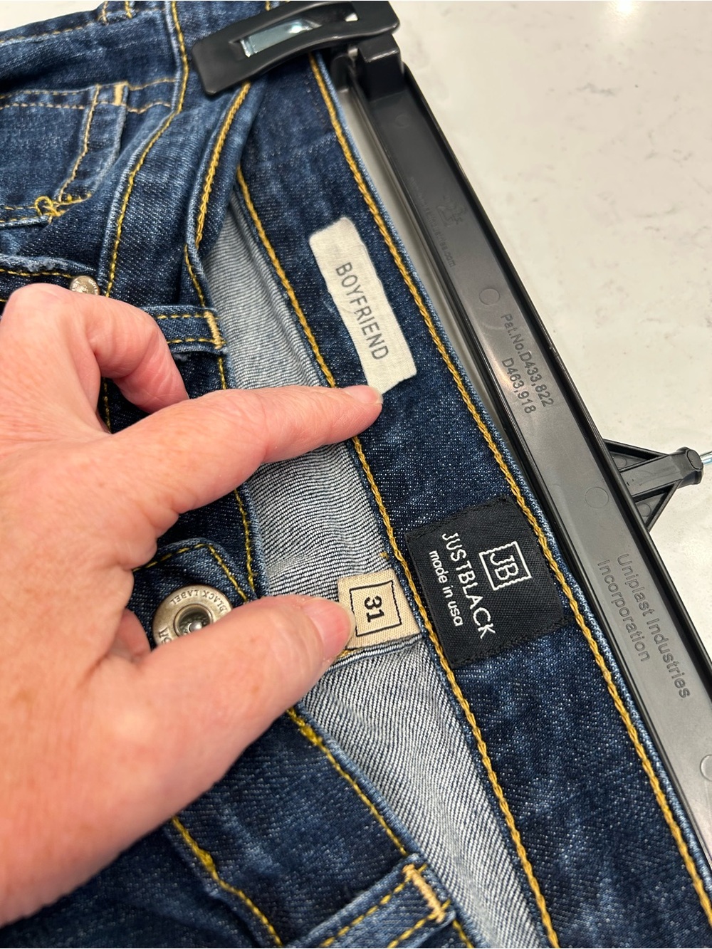 Just Black Distressed Dark Indigo Boyfriend Cut Jeans - Picture 3 of 10
